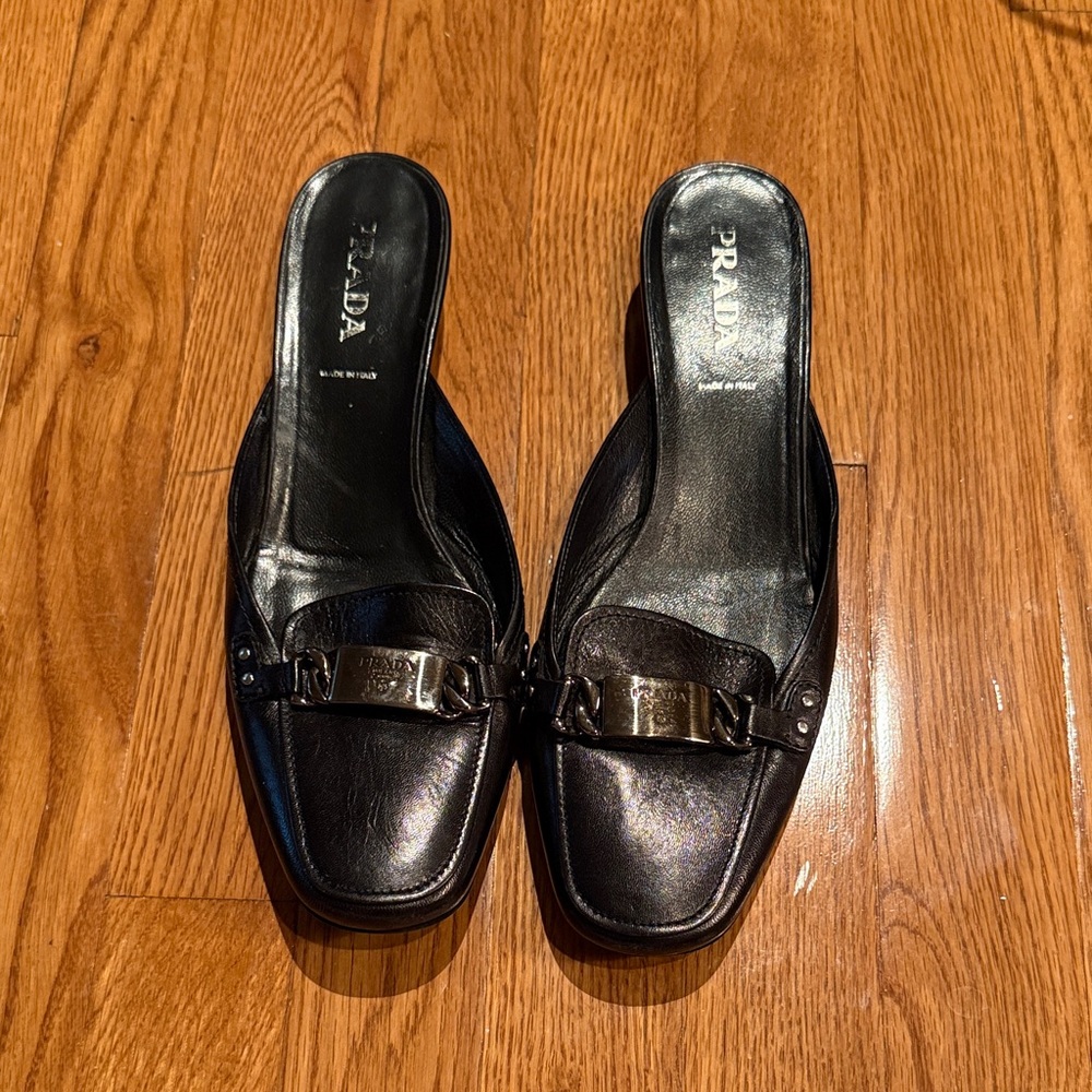 Prada Women's Black Leather Clogs